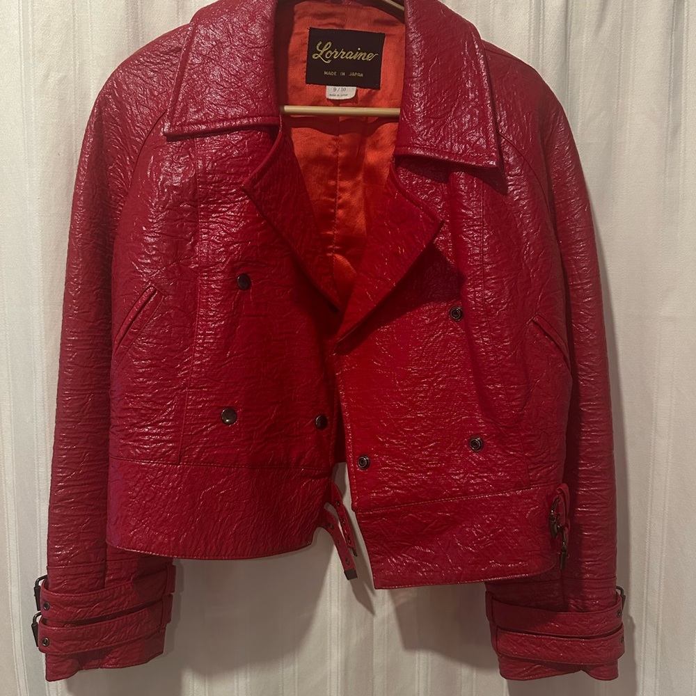 Red Vintage Leather Japan Motto Jacket